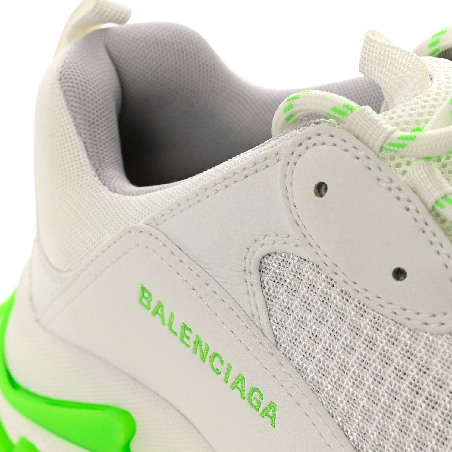 Balenciaga Fabric Mesh Mens Triple S Sneakers 45 White Fluo Green 8 of 9