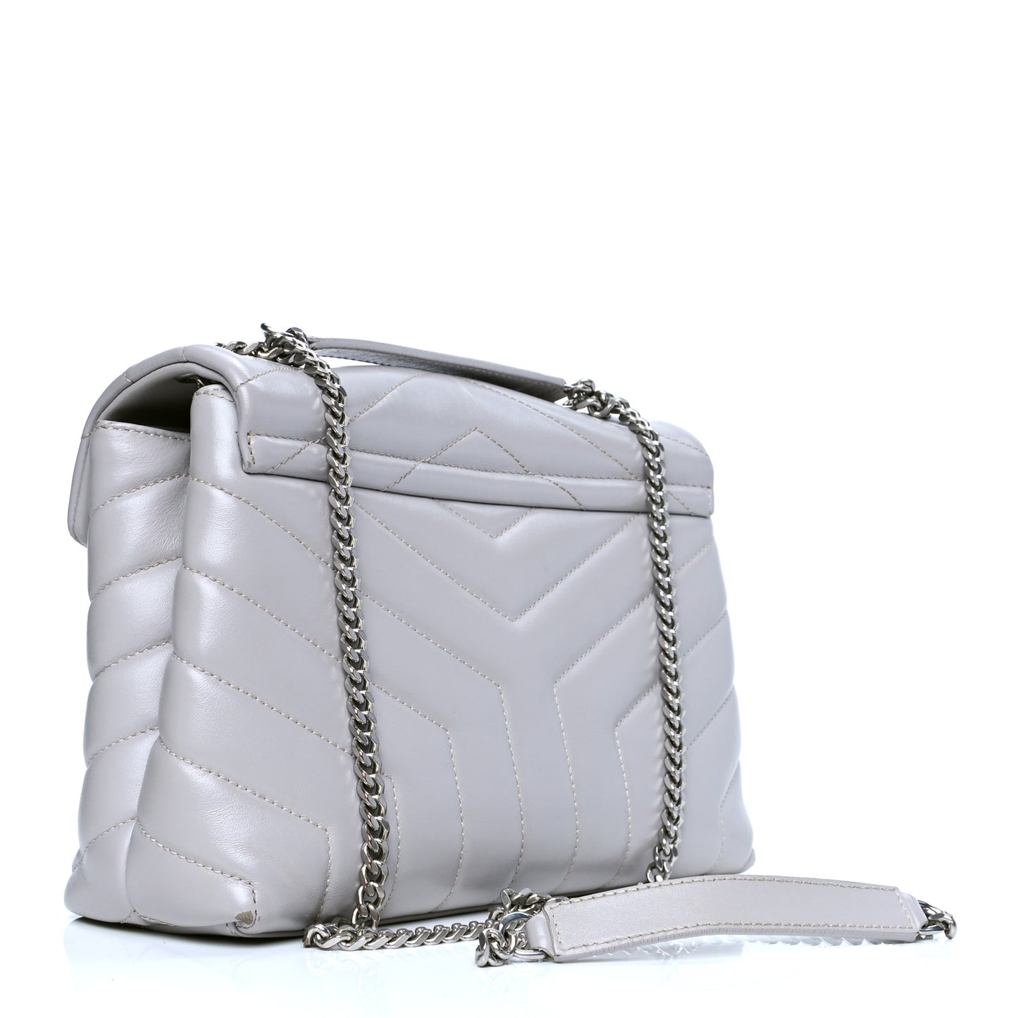 Calfskin Y Quilted Monogram Small Loulou Chain Satchel Granite
