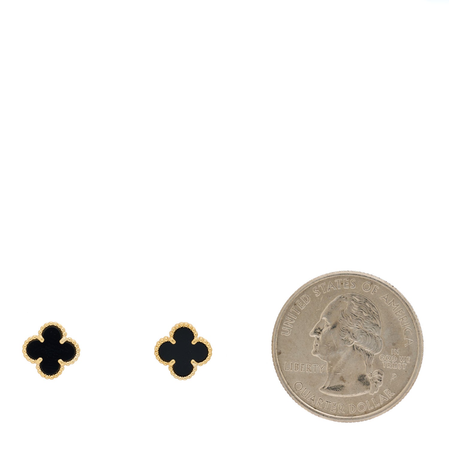 Van Cleef & Arpels 18K Yellow Gold Black Onyx Sweet Alhambra Earrings 3 of 5