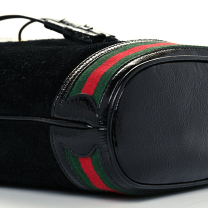 Gucci Suede Patent Web Small Ophidia Bucket Bag Black 10 of 11