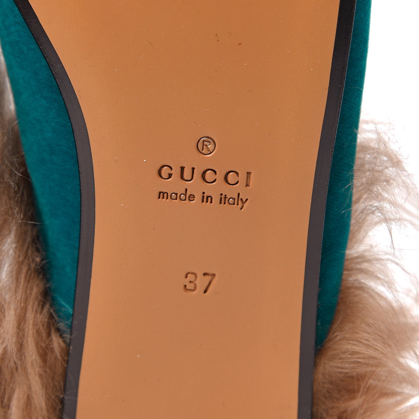 Velvet Fur Womens Princetown Slippers 37 Cyan