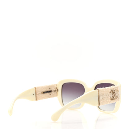 Chanel Acetate Tweed Square Sunglasses 5512 White 4 of 8