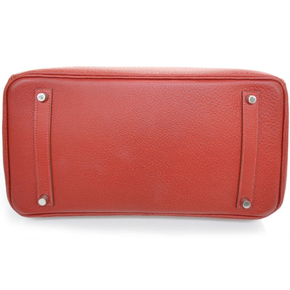 Hermes Clemence BIRKIN 35 Handbag Red - Bleu Red 4 of 12