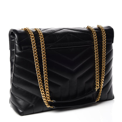 Saint Laurent Calfskin Y Quilted Monogram Medium Loulou Chain Satchel Black 3 of 7