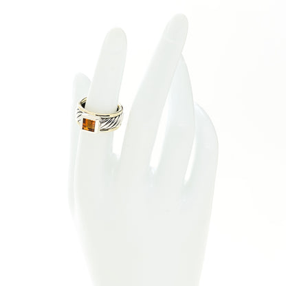 David Yurman Sterling Silver 14K Yellow Gold Citrine 9mm Cable Band Ring 53 6.25 2 of 4