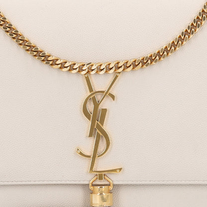 Saint Laurent Grain De Poudre Calfskin Medium Classic Monogram Kate Tassel Satchel Crema Soft 8 of 10