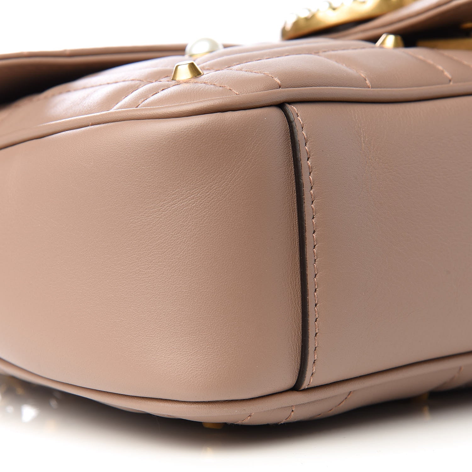 Gucci Calfskin Matelasse Studded Mini Pearly GG Marmont Shoulder Bag Porcelain Rose 6 of 8