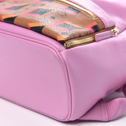 MCM Calfskin Visetos Diamond Printed Small Backpack Pink Cognac 8 of 11