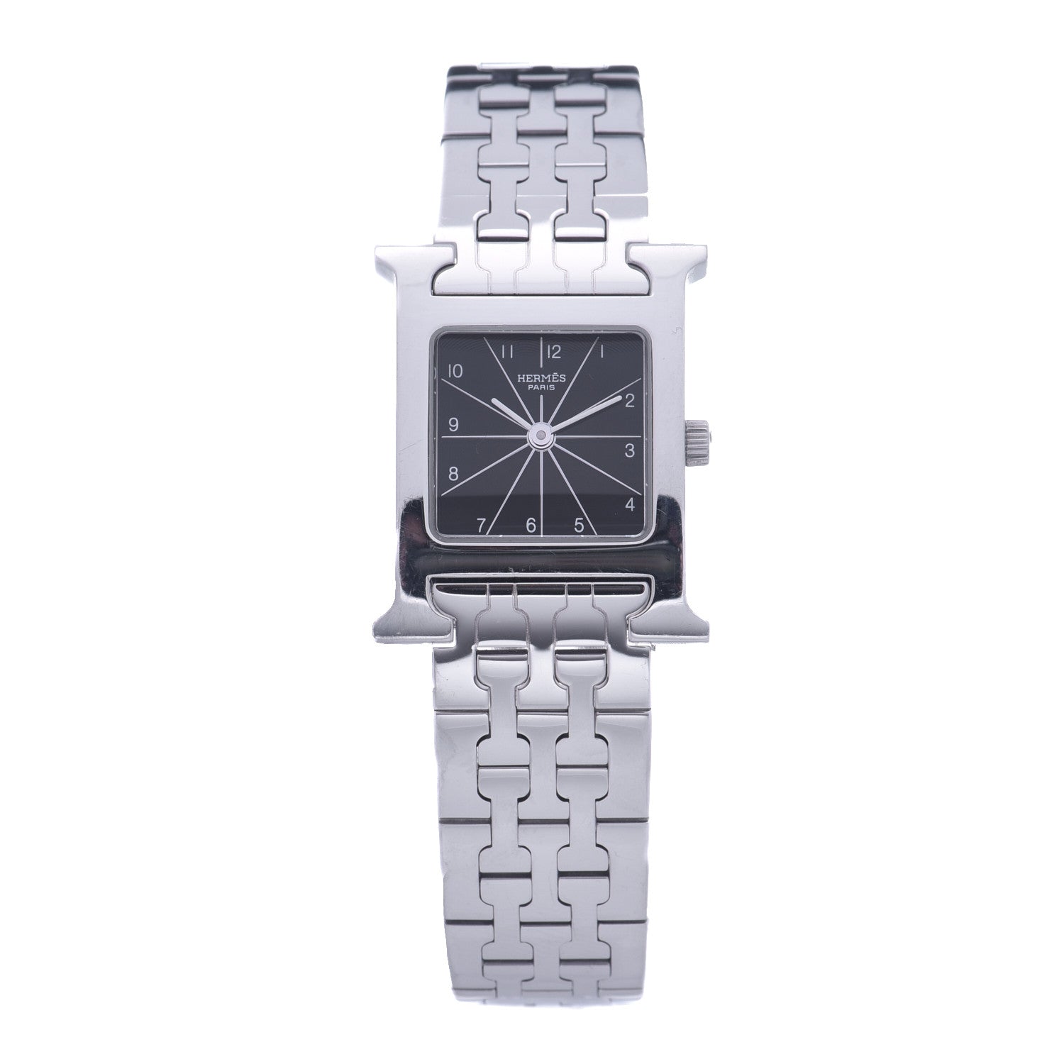 Hermes Stainless Steel 21mm Heure H Hour Quartz Watch Black 1 of 7