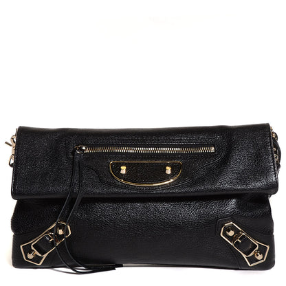 Balenciaga Chevre Gold Metallic Edge Hardware Envelope Clutch Black 1 of 10