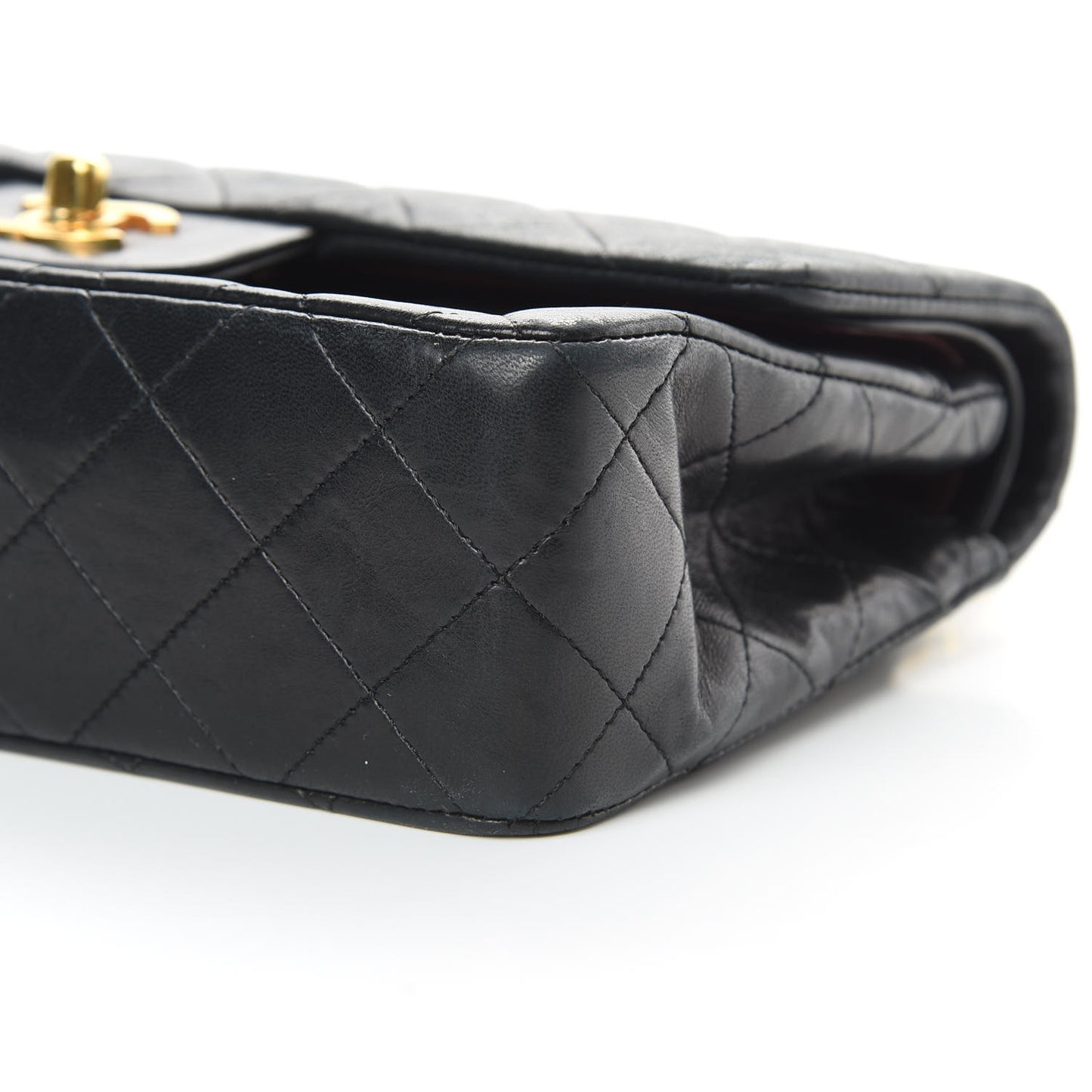 Lambskin Quilted Small Double Flap Black