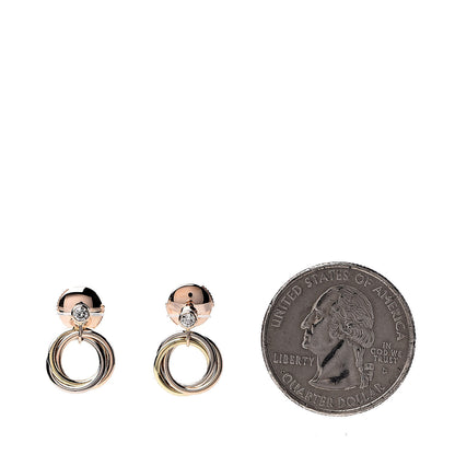Cartier 18K Pink Yellow White Gold Diamond Trinity Drop Earrings 2 of 5