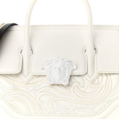 Versace Calfskin Embroidered Medium Baroque Palazzo Empire Bag White 7 of 10