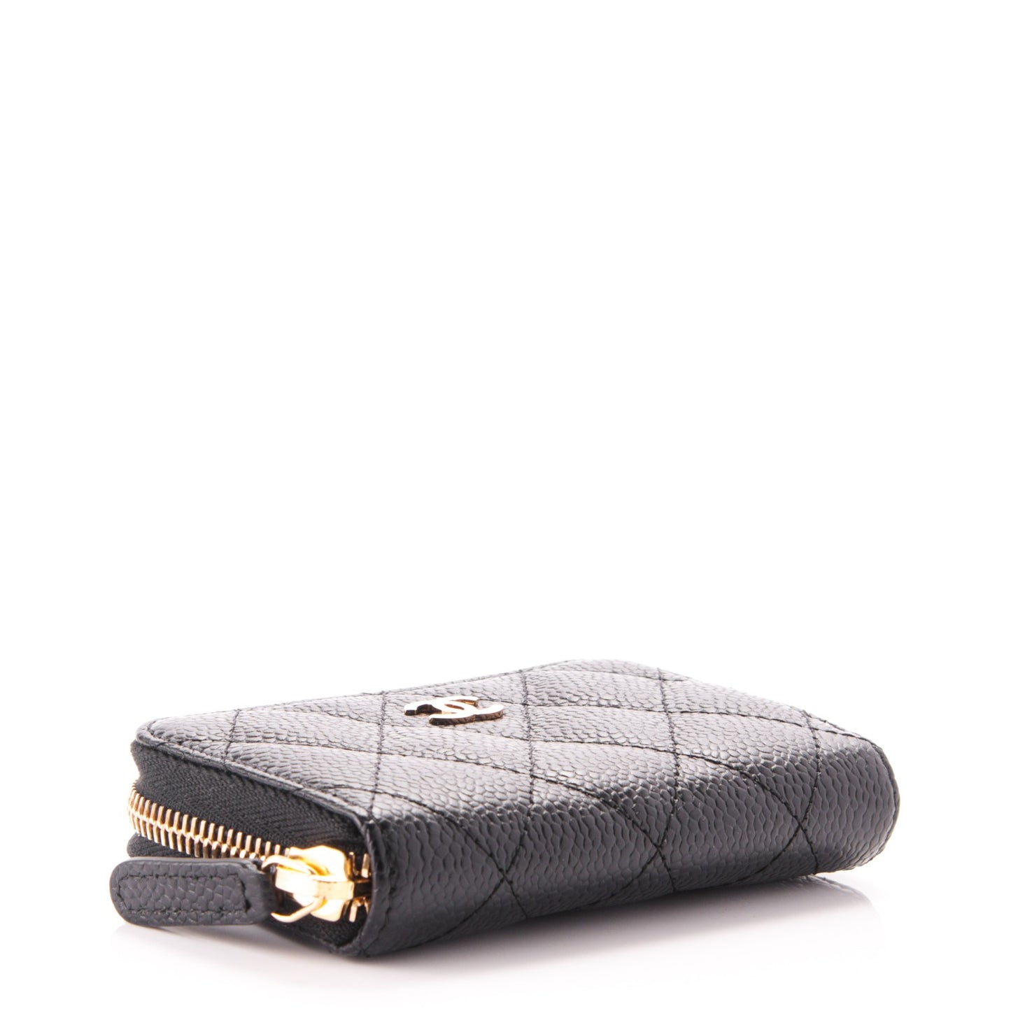 Caviar Quilted Zip Coin Purse Black