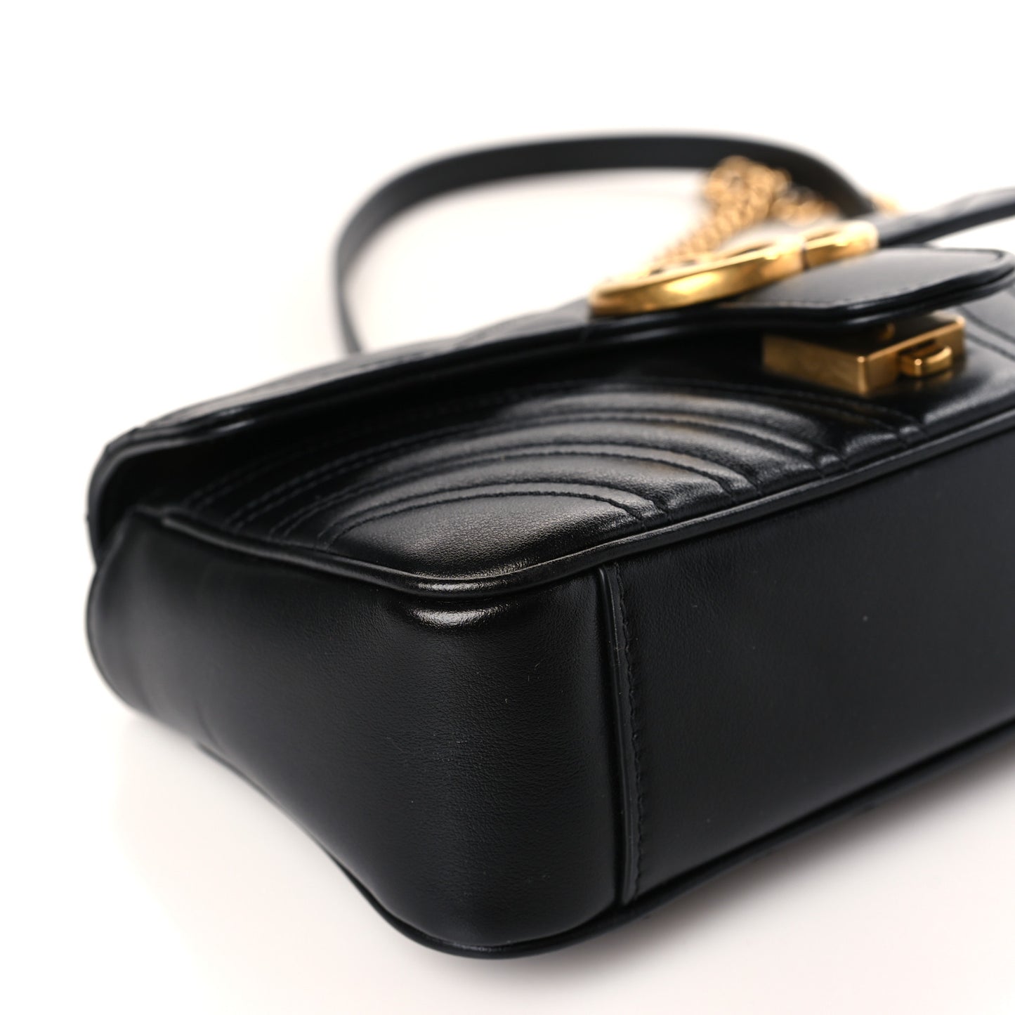 Calfskin Matelasse Mini GG Marmont Shoulder Bag Black