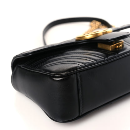 Gucci Calfskin Matelasse Mini GG Marmont Shoulder Bag Black 8 of 9