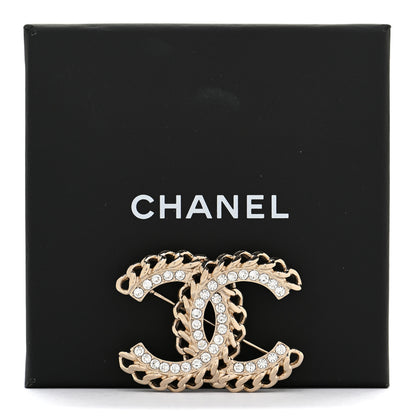 Chanel Crystal Chain CC Brooch Gold 6 of 6