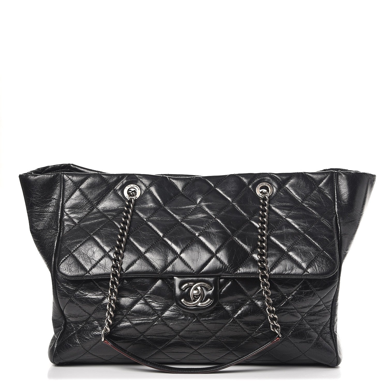 Chanel Glazed Calfskin Quilted Large Duo Color Tote Black 1 of 13