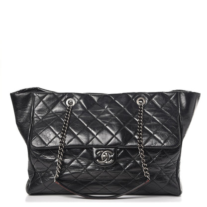 Chanel Glazed Calfskin Quilted Large Duo Color Tote Black 1 of 13