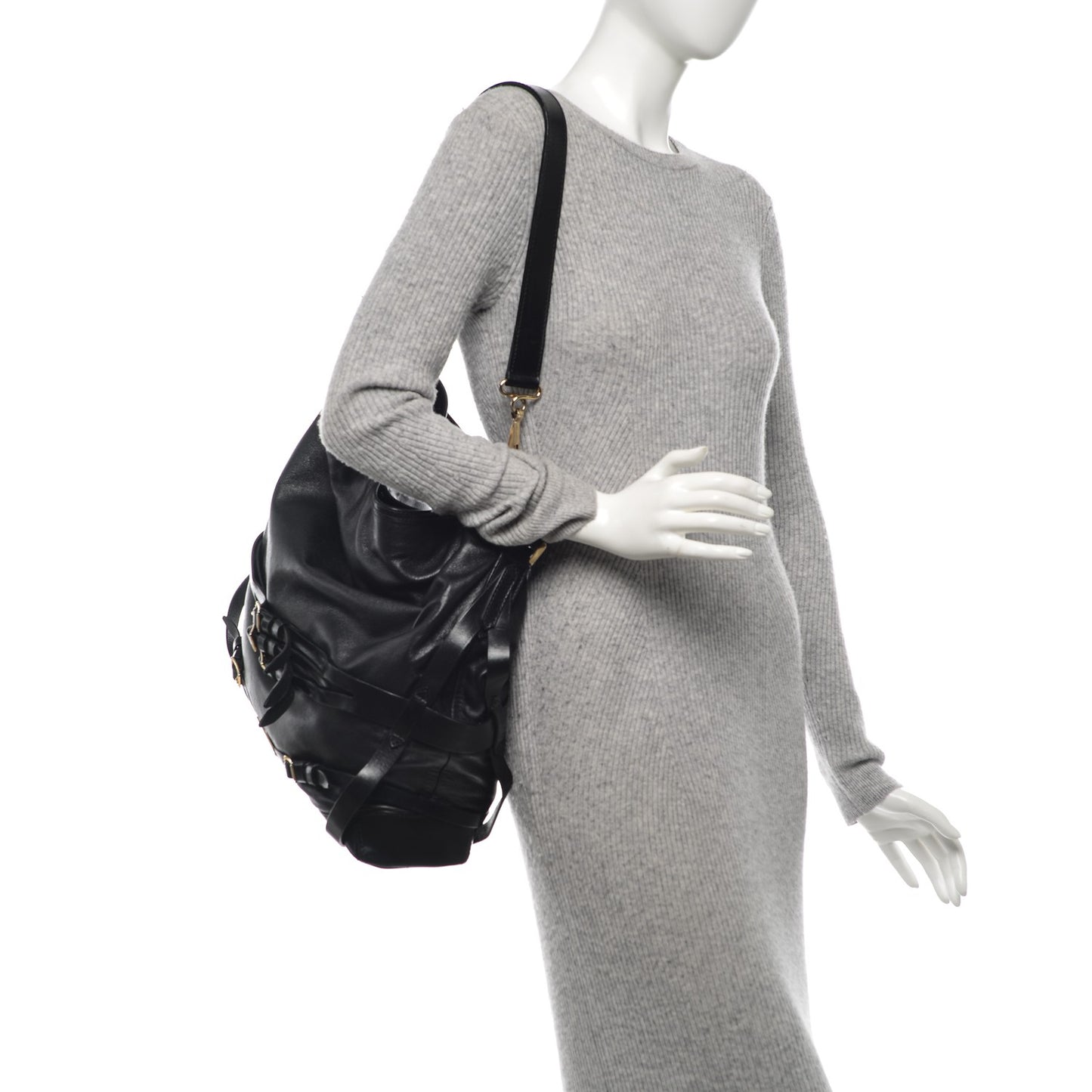 Soft Lambskin Bridle Calfskin Medium Gosford Hobo Black