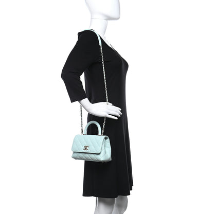 Chanel Caviar Quilted Extra Mini Coco Handle Flap Light Blue 2 of 9