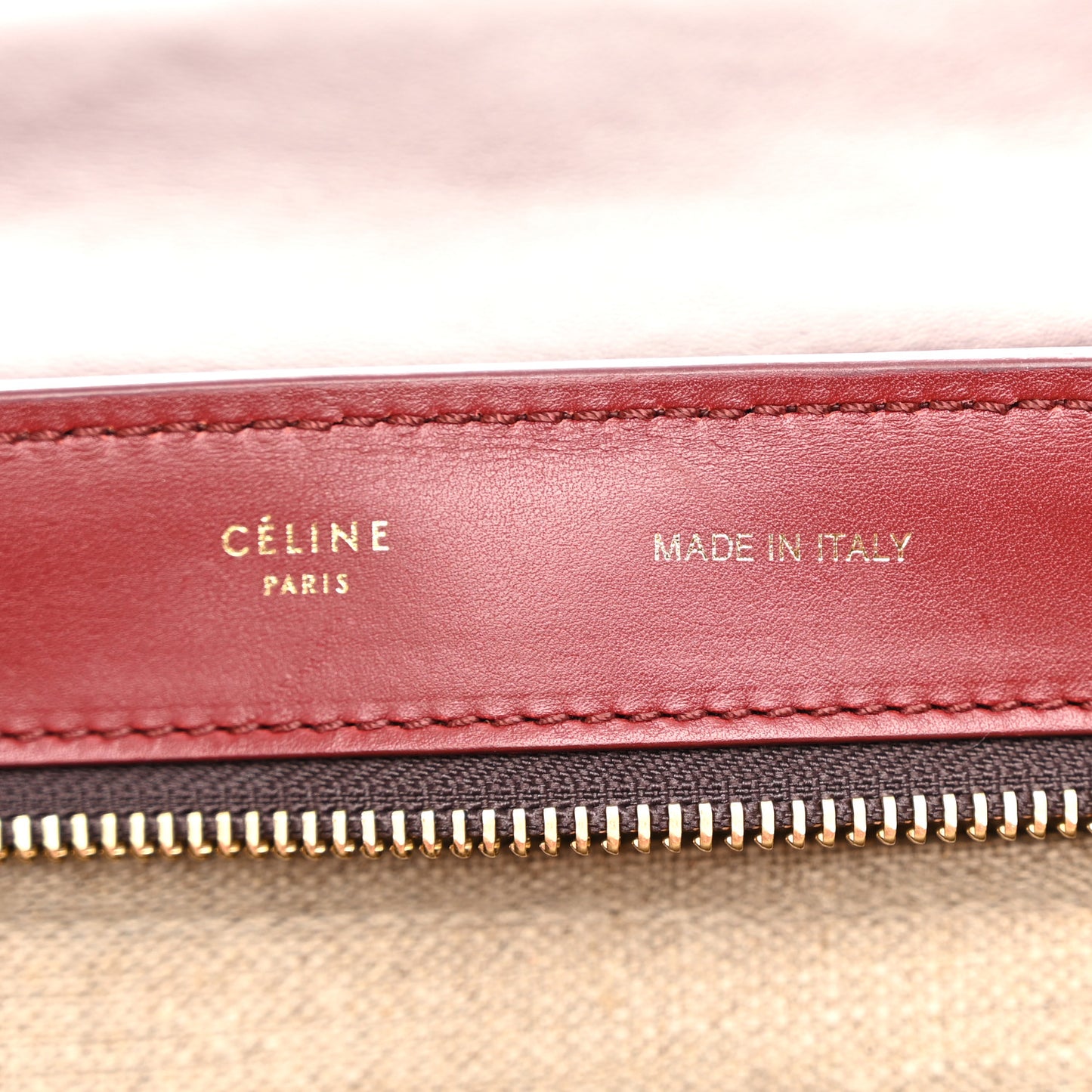 Smooth Calfskin Linen Medium Tri-Color Trapeze Burgundy