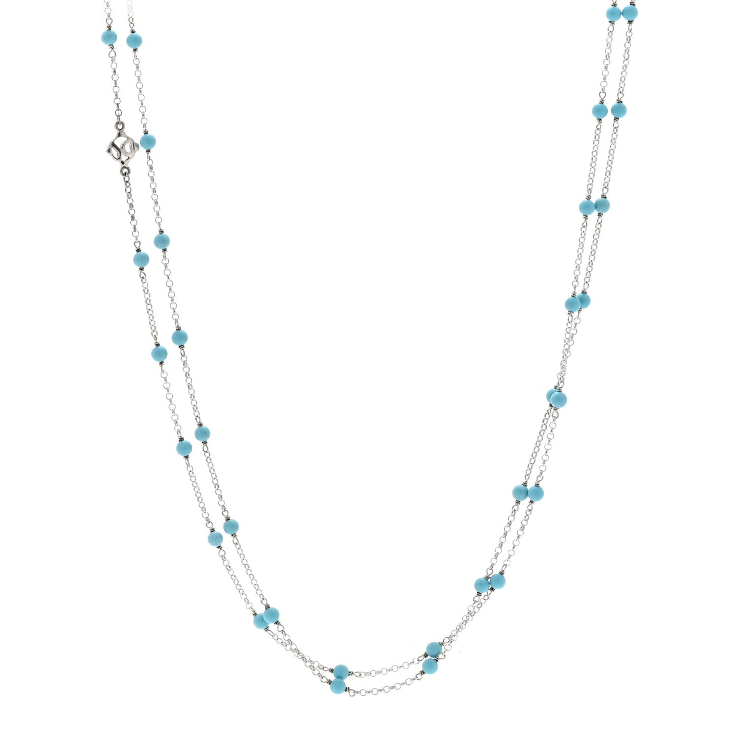 Sterling SIlver Turquoise Long Bead Station Necklace