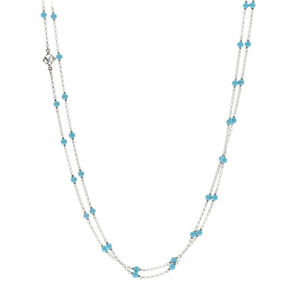 David Yurman Sterling SIlver Turquoise Long Bead Station Necklace 1 of 4