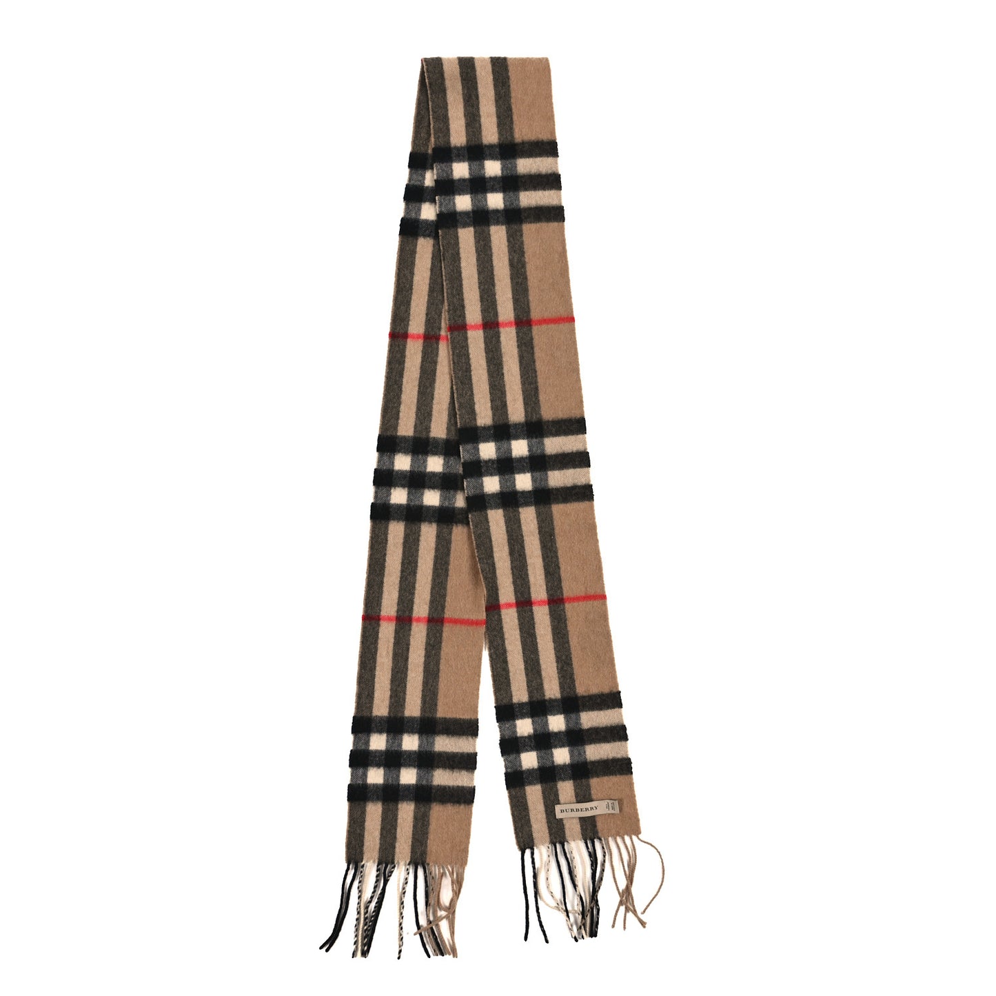 Cashmere Giant Check Scarf Camel