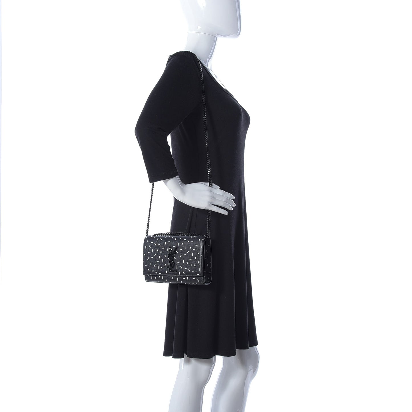 Grain De Poudre Small Monogram Kate Satchel Black White