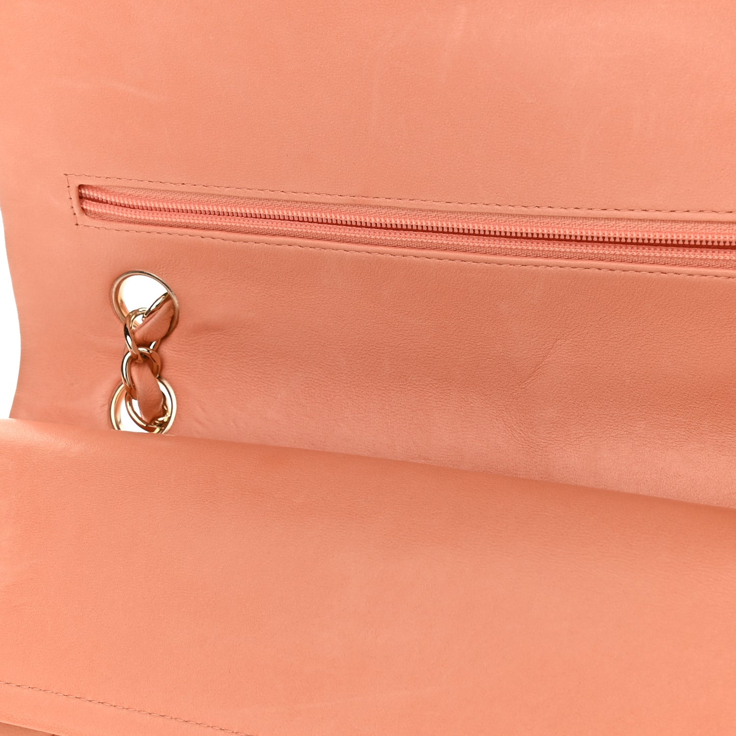 Lambskin Quilted Medium Double Flap Coral