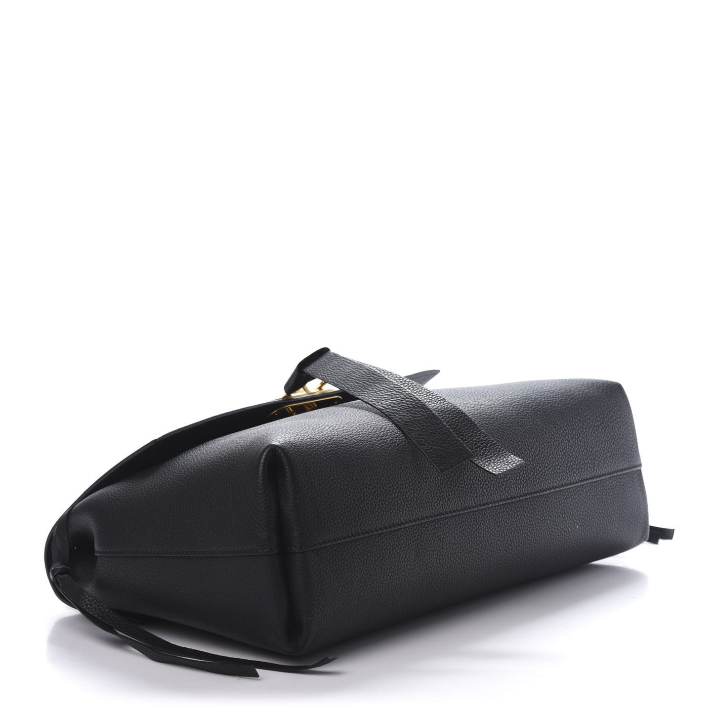Pebbled Calfskin Large VRing Chain Shoulder Bag Black