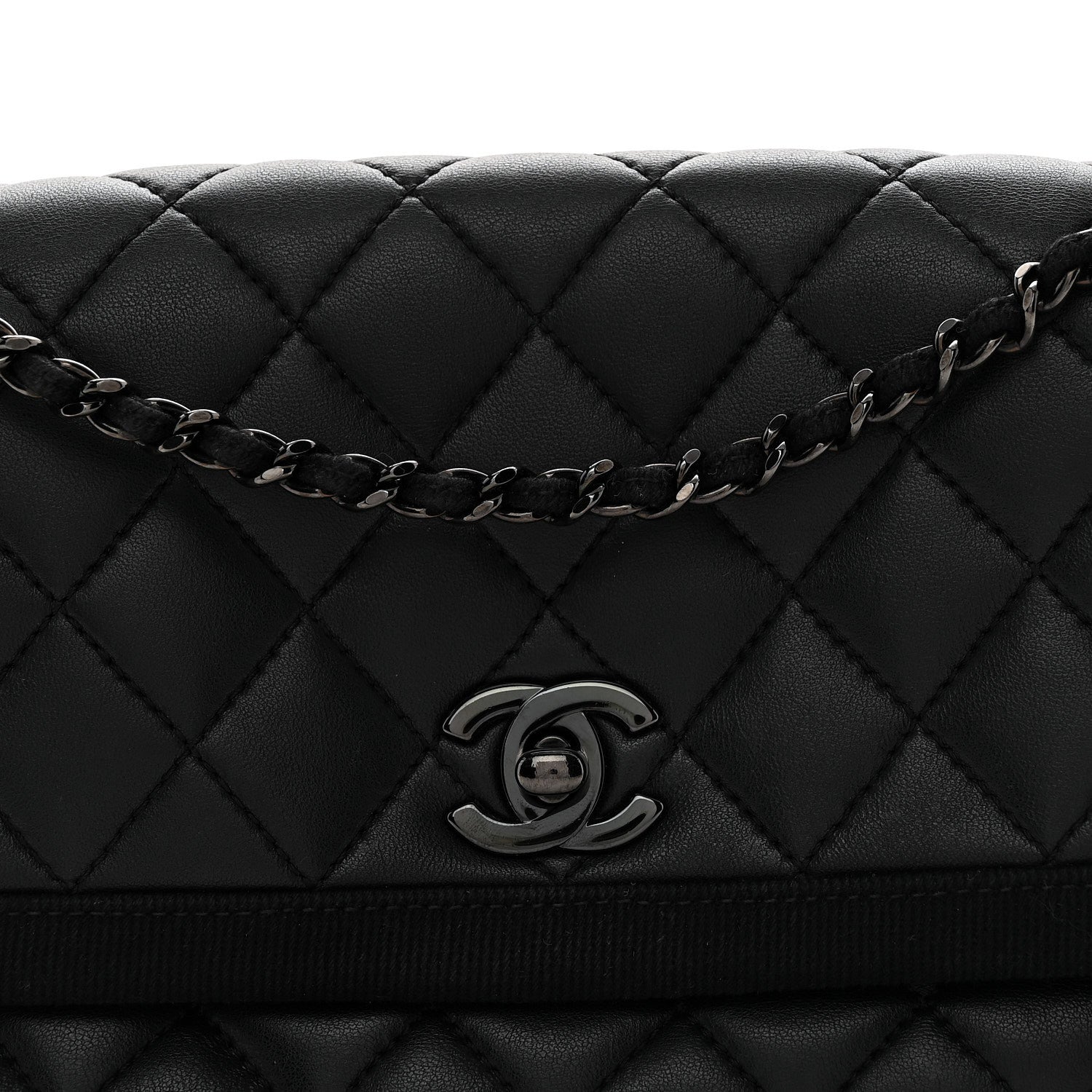 Chanel Lambskin Grosgrain Quilted Flap Black 8 of 11
