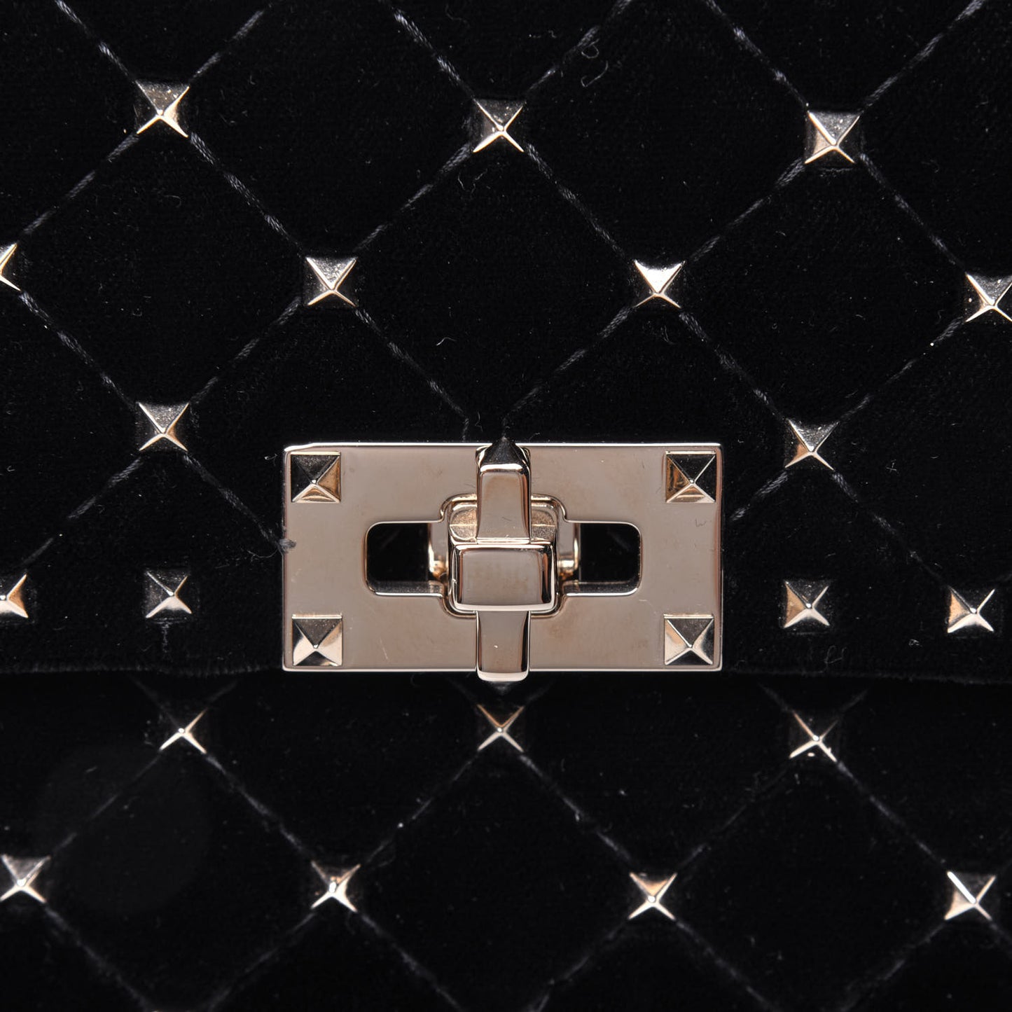 Velvet Medium Rockstud Spike Shoulder Bag Black