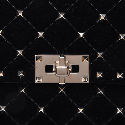 Valentino Garavani Velvet Medium Rockstud Spike Shoulder Bag Black 14 of 15