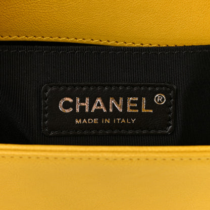 Chanel Calfskin Quilted Medium Boy Flap Yellow 6 of 10