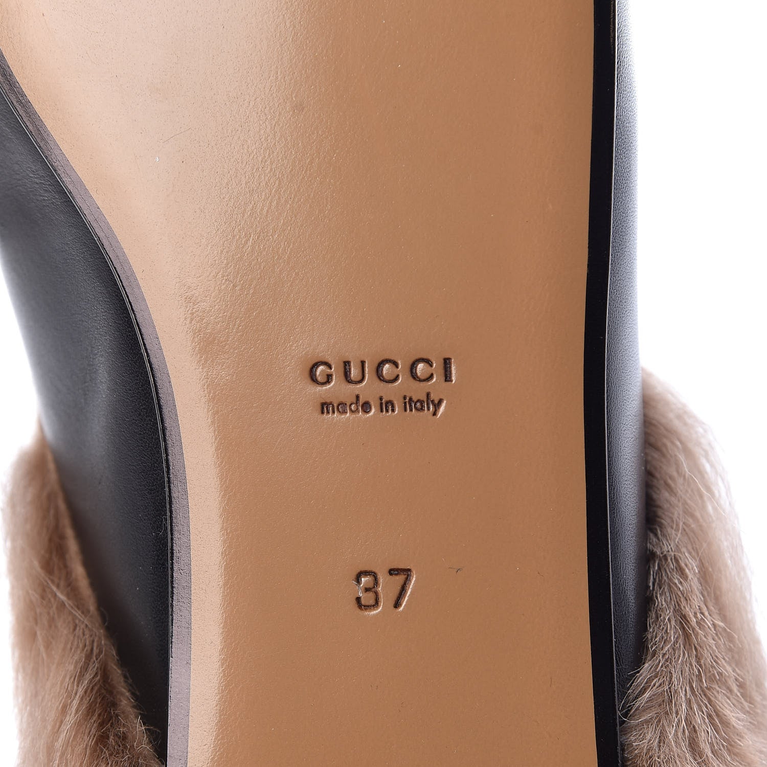 Gucci Calfskin Fur Womens Princetown Slippers 37 Black 6 of 7