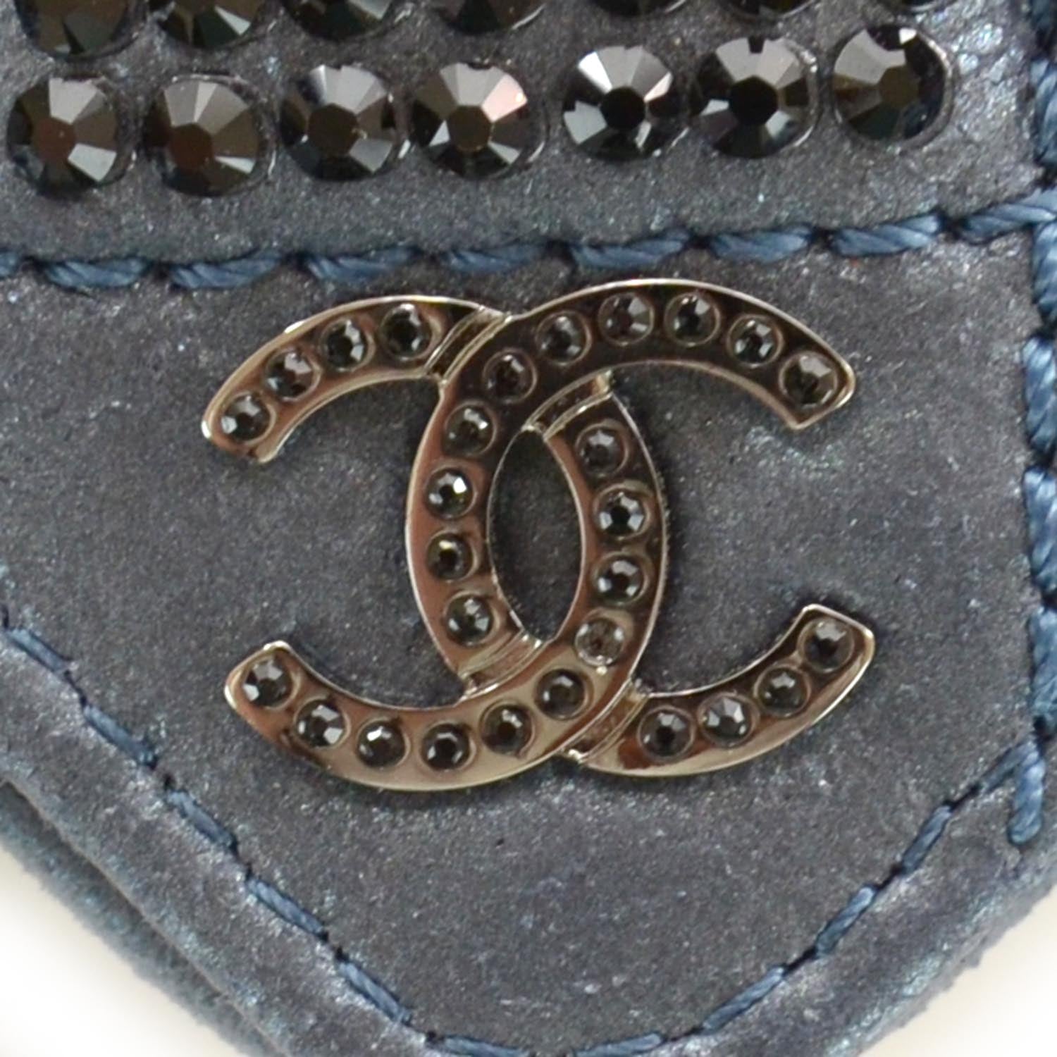 Chanel Crystal Quilted Wallet On Chain WOC Dark Blue 5 of 8