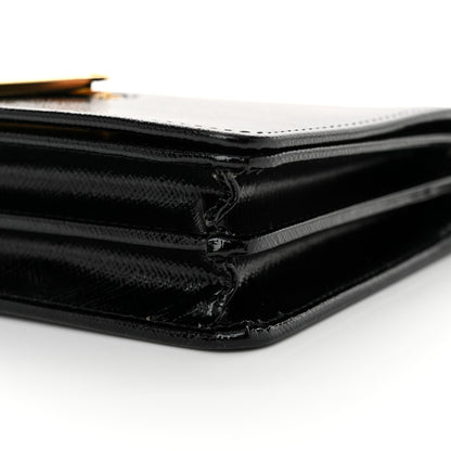 Prada Saffiano Vernice Metal Triangle Chain Crossbody Bag Black 10 of 12
