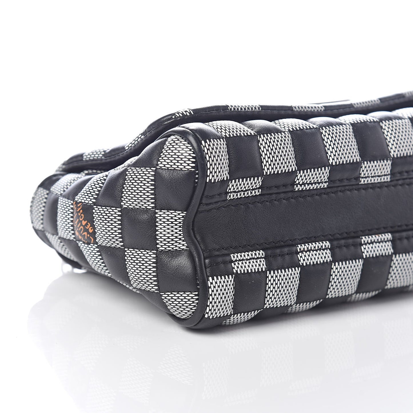 Calfskin Damier Twist Shoulder Bag BB Black White