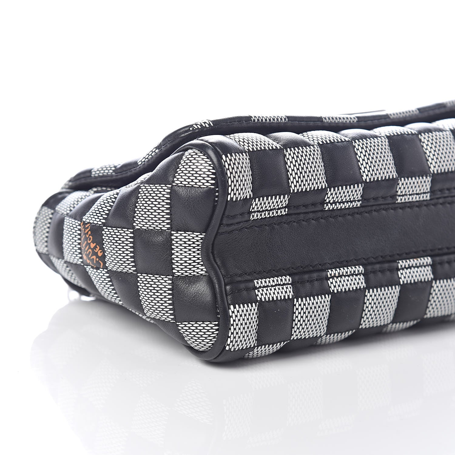 Louis Vuitton Calfskin Damier Twist Shoulder Bag BB Black White 7 of 8