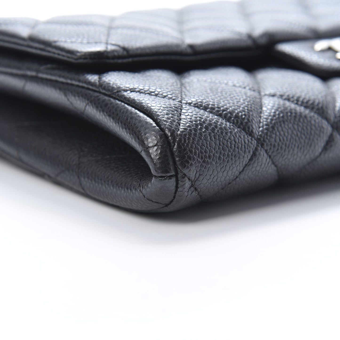 Caviar Quilted Clutch With Chain Flap Black