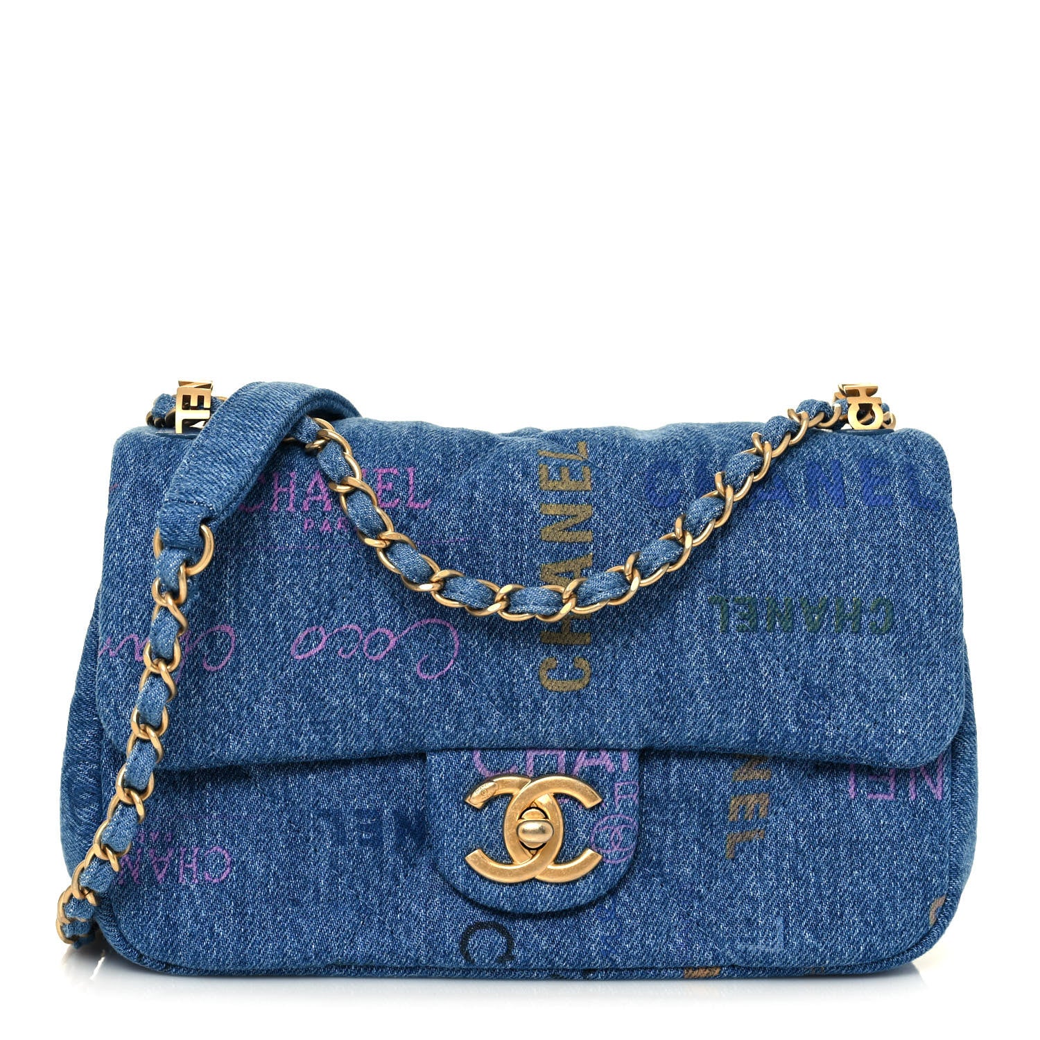 Chanel Denim Quilted Mini Denim Mood Rectangular Flap Blue Multicolor 1 of 13