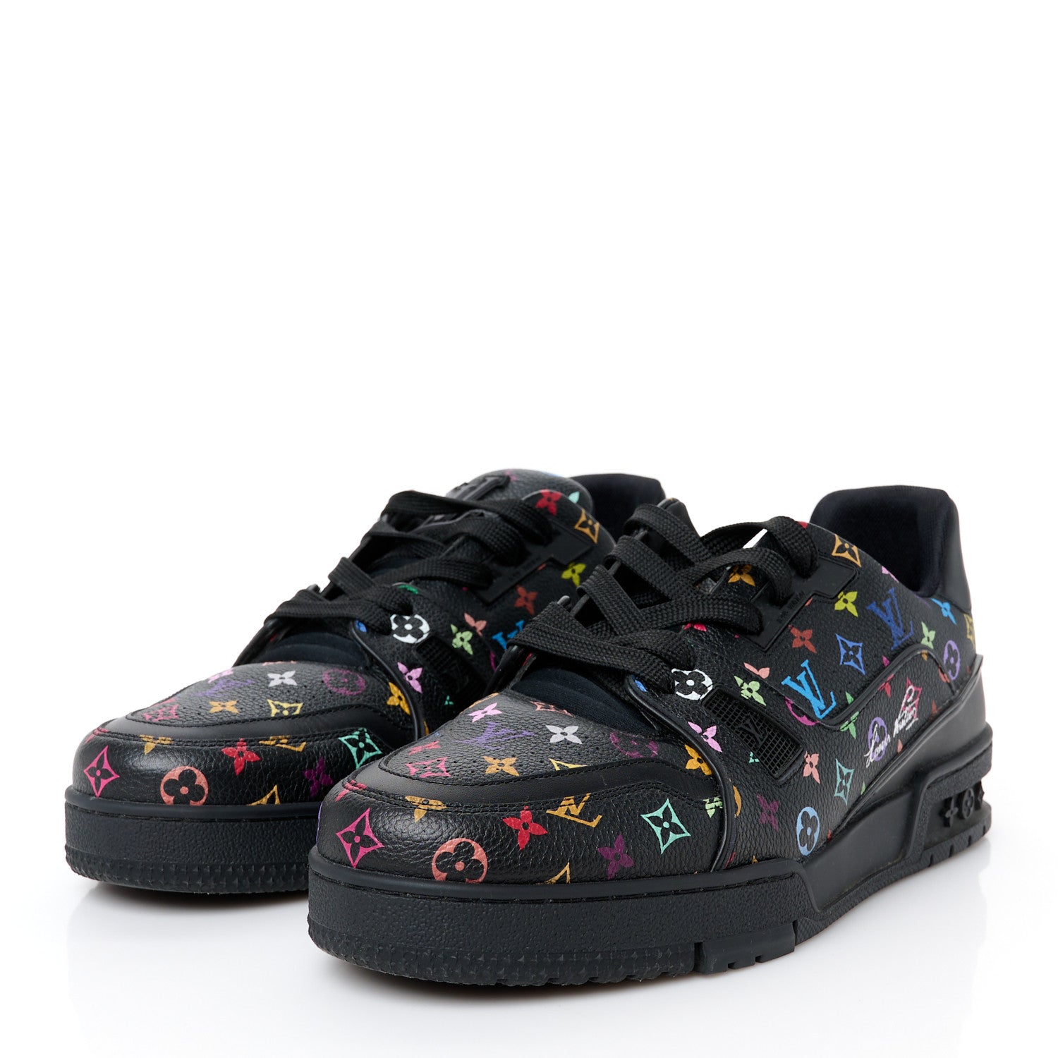 Louis Vuitton LV X TM Calfskin Monogram Multicolor Womens LV Trainer Sneakers 40 Black 4 of 10