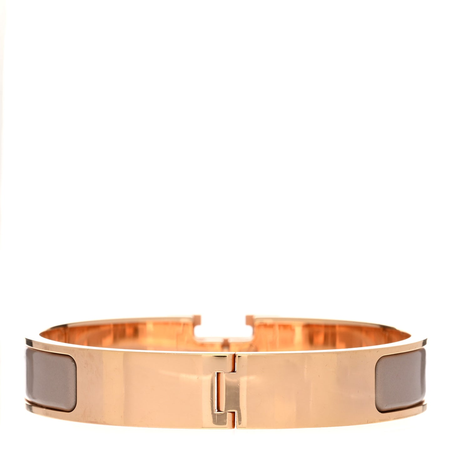Enamel Narrow Clic Clac H Bracelet PM Marron Glace