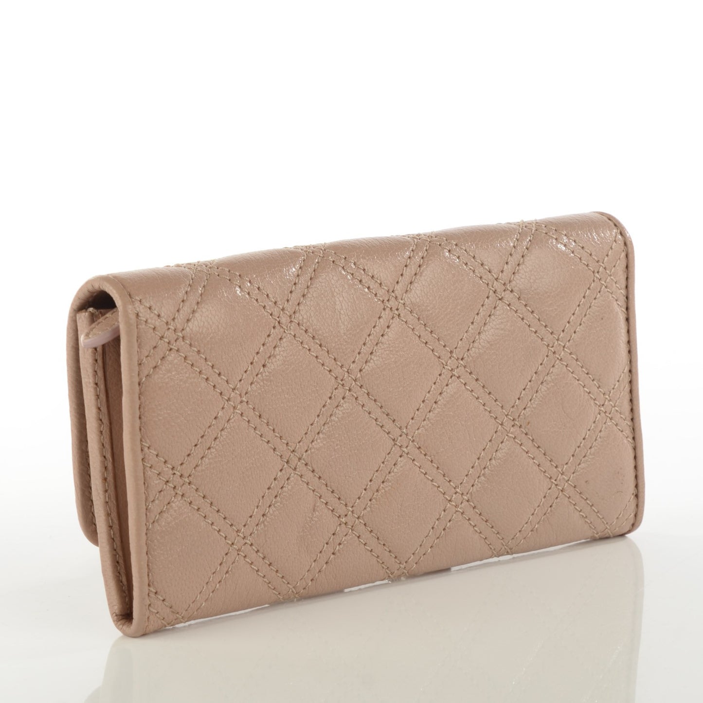 Lacquered Lambskin Baroque Double Groove Wallet Blush