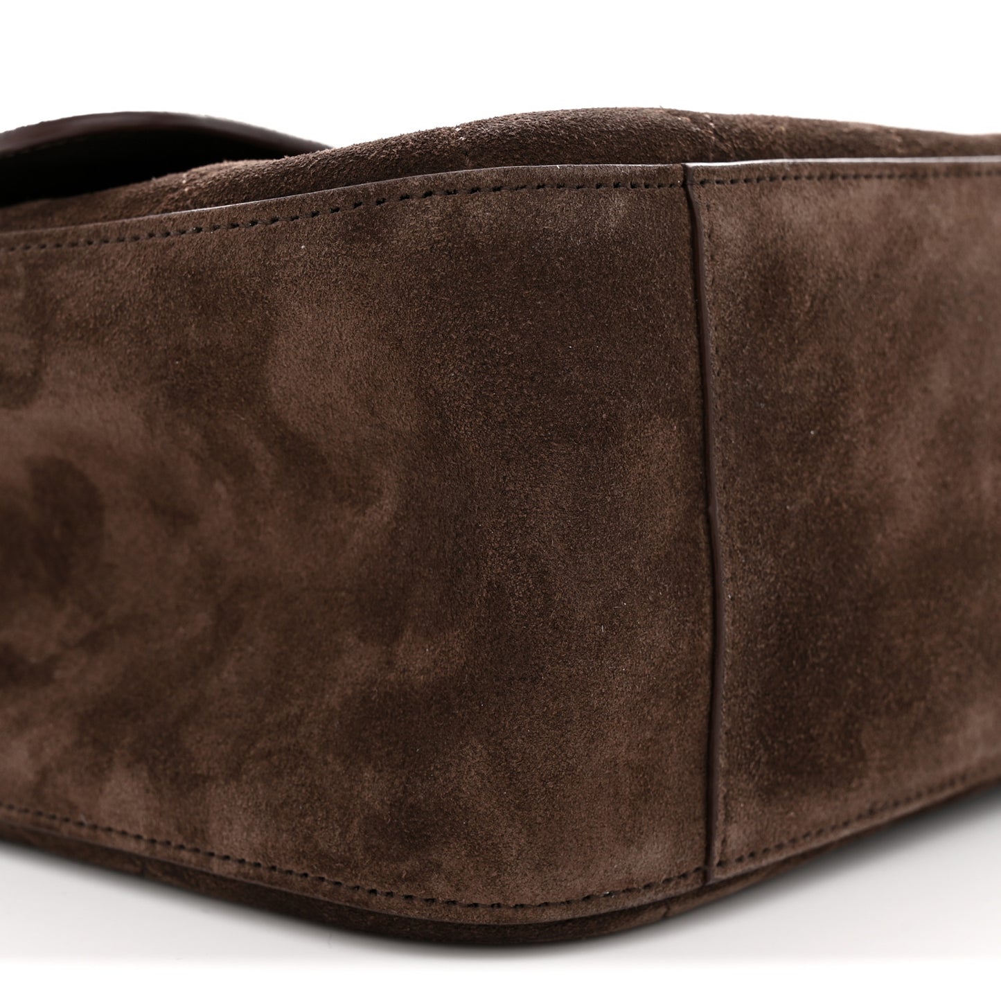 Suede Calfskin Small Souplissimo Maxi Flap Dark Brown