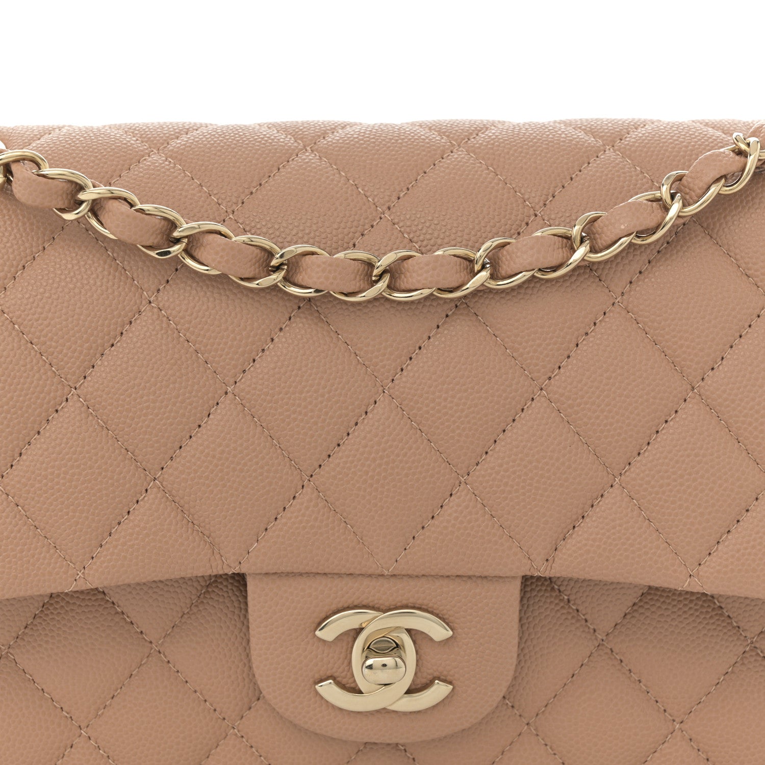 Chanel Caviar Quilted Medium Double Flap Dark Beige 8 of 12