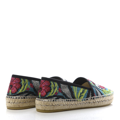 Gucci Tapestry Brocade Blind For Love Espadrilles 37 Acquamarine Green Black 4 of 8