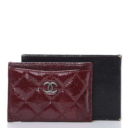 Chanel Distressed Patent Quilted Card Holder Bordeaux 10 of 10